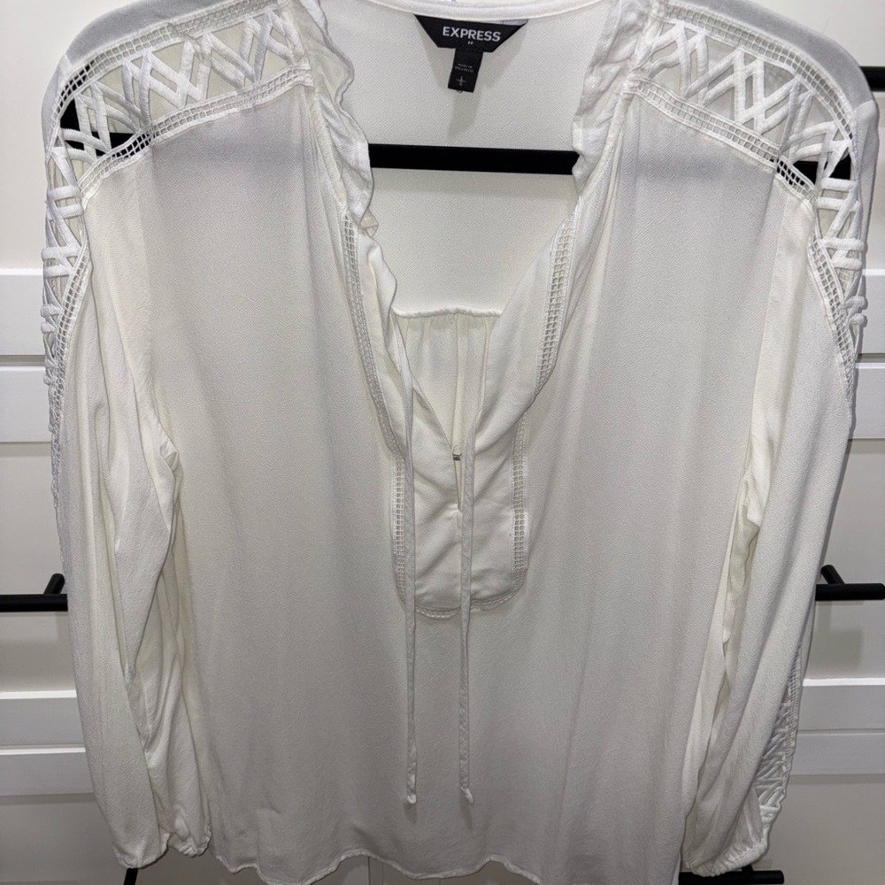 Express Ivory Top with Ruffle Accents - Picture 2 of 7